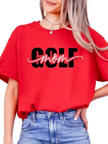 Trendy Golf Mom Shirt for Women Girly Cute Script Golf Mom Supporter Tee in Saudi Arabia