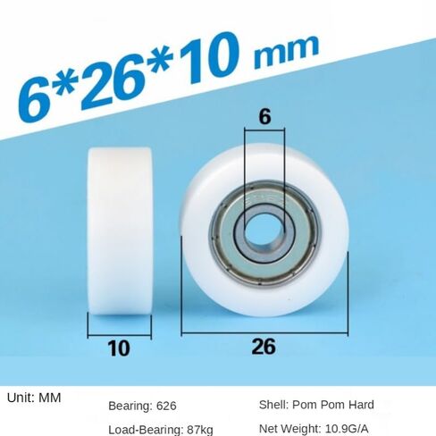 Plastic Nylon Pulley POM Furniture Drawer Flat Pack Rubber 626 Bearing Wheel 6 * 26 * 10mm in Saudi Arabia