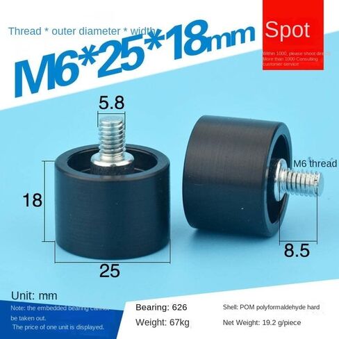Screw Plane Roller Bearing Pulley Spinning Machine Nylon Bag Plastic Box Drawer Wheels M6*25 * 18mm in Saudi Arabia