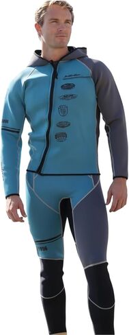 Jet Ski Wetsuit 2 Piece Set | Jettribe Team Rider Series | 3mm Stretch Neoprene with Reinforced Knee Panels for Men & Women (2XL, Blue/Grey) in Kuwait