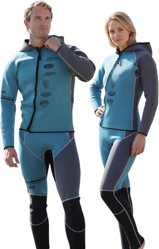 Jet Ski Wetsuit 2 Piece Set | Jettribe Team Rider Series | 3mm Stretch Neoprene with Reinforced Knee Panels for Men & Women (2XL, Blue/Grey) in Kuwait