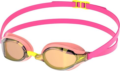 Speedo Adult Unisex Fastskin Speed Socket 2.0 Mirrored Swimming Goggles, Neon Melon/Vermillion/Gold Mirror, One Size in Saudi Arabia