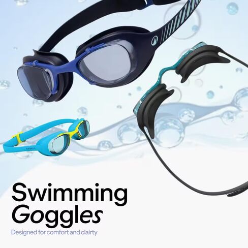 نظارات السباحة NABAIJI مقاس L، أزرق أخضر مع عدسات زرقاء اللون، مضادة للضباب، حماية من الأشعة فوق البنفسجية، جسر أنف قابل للتعديل in Kuwait