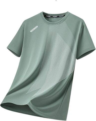 Men's Short Sleeve T-Shirt Quick Dry Breathable Running Gym Workout Tee Top Sports Crew Neck for Men Athletic Fitness in Saudi Arabia
