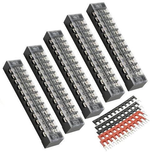 SYOWADA 10Pcs 12 Position Terminal Block, Screw Terminal Block with Cover, Busbar Terminal Block 600V 15A Double-Row Insulation with Connection Strip in Saudi Arabia