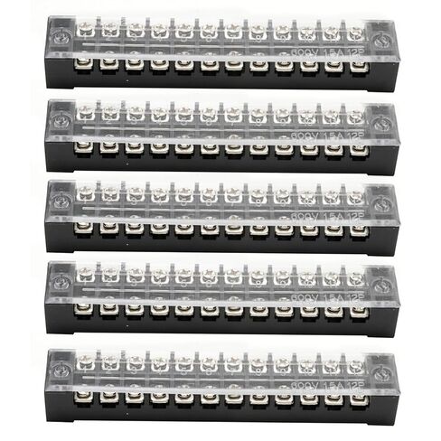SYOWADA 10Pcs 12 Position Terminal Block, Screw Terminal Block with Cover, Busbar Terminal Block 600V 15A Double-Row Insulation with Connection Strip in Saudi Arabia