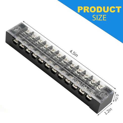 SYOWADA 10Pcs 12 Position Terminal Block, Screw Terminal Block with Cover, Busbar Terminal Block 600V 15A Double-Row Insulation with Connection Strip in Saudi Arabia