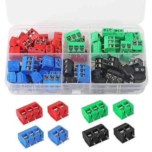 68Pcs 0.2inch/5mm Pitch PCB Mount Screw Terminal Block Connector 2P 3P Circuit Board Connectors PCB Wiring Terminals in Saudi Arabia