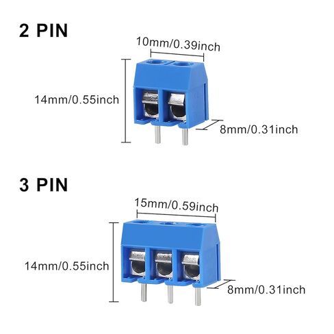68Pcs 0.2inch/5mm Pitch PCB Mount Screw Terminal Block Connector 2P 3P Circuit Board Connectors PCB Wiring Terminals in Saudi Arabia