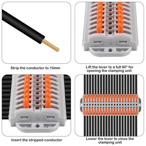 4PCSLever Wire Connectors, 20 Position Terminal Strip Conductor Electrical Connectors Kit for Circuit Inline 24-12 AWG(20 in20 Out) in Saudi Arabia
