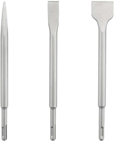 3-Piece Heavy Duty Hammer Chisel Set - Durable Steel Pointed & Flat Impact Drill Bits for Concrete, Tile, and Stone in Saudi Arabia