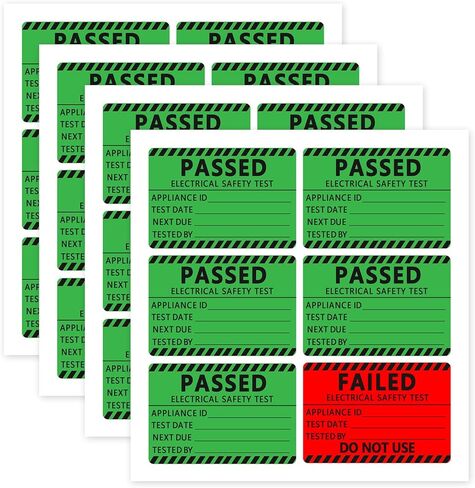 250 Pcs Pass PAT Testing Labels with 50 PCS Fail Appliance Testing Labels Portable Appliance Safety Test Stickers (2x1.3 Inch) in Saudi Arabia