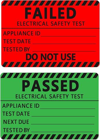250 Pcs Pass PAT Testing Labels with 50 PCS Fail Appliance Testing Labels Portable Appliance Safety Test Stickers (2x1.3 Inch) in Saudi Arabia