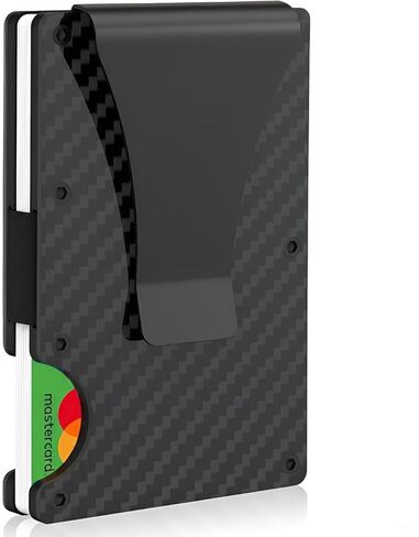 محفظة من ألياف الكربون، محفظة بمشبك نقود معدني، محفظة صغيرة الحجم تحجب RFID للرجال in Saudi Arabia