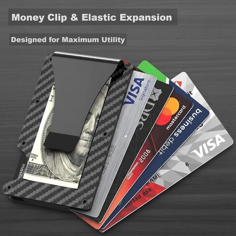 محفظة من ألياف الكربون، محفظة بمشبك نقود معدني، محفظة صغيرة الحجم تحجب RFID للرجال in Saudi Arabia