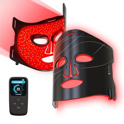 Red Light Therapy Mask: 292 LEDs High Energy Professional Infrared Red Light Therapy Device for Face Led Lighting Facial Mask Replace Photon Rejuvenation - Black in Saudi Arabia