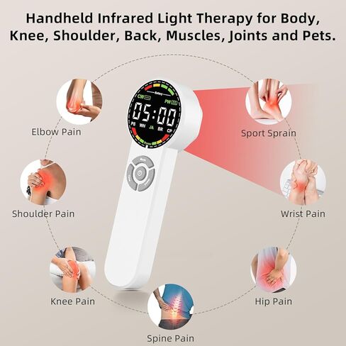 Handheld Red Light Therapy Device with Pulse Mode, 3 Wavelengths Infrared & Near Infrared Light Therapy for Body, Knee, Shoulder, Back, Joints & Muscles, 5 Core Modes, Safe for Humans and Pets in Saudi Arabia