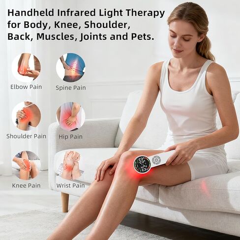 Handheld Red Light Therapy Device with Pulse Mode, 3 Wavelengths Infrared & Near Infrared Light Therapy for Body, Knee, Shoulder, Back, Joints & Muscles, 5 Core Modes, Safe for Humans and Pets in Saudi Arabia