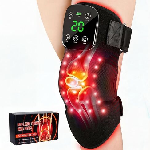 Red Light Therapy Knee Brace with Heated & Vibration Massager - 660nm/850nm Near Infrared Light Therapy Device for Women Men, 5000mAh Rechargeable, Adjustable for Knee/Elbow/Shoulder in Saudi Arabia