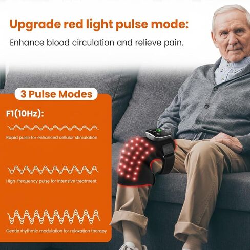 Red Light Therapy Knee Brace with Heated & Vibration Massager - 660nm/850nm Near Infrared Light Therapy Device for Women Men, 5000mAh Rechargeable, Adjustable for Knee/Elbow/Shoulder in Saudi Arabia
