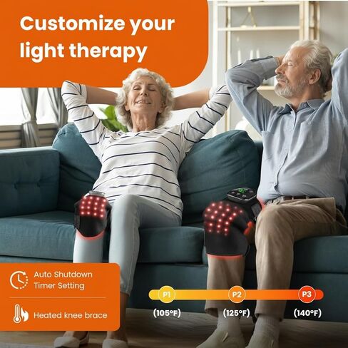 Red Light Therapy Knee Brace with Heated & Vibration Massager - 660nm/850nm Near Infrared Light Therapy Device for Women Men, 5000mAh Rechargeable, Adjustable for Knee/Elbow/Shoulder in Saudi Arabia