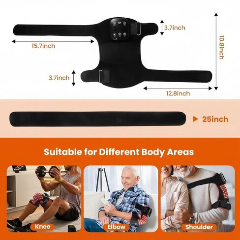 Red Light Therapy Knee Brace with Heated & Vibration Massager - 660nm/850nm Near Infrared Light Therapy Device for Women Men, 5000mAh Rechargeable, Adjustable for Knee/Elbow/Shoulder in Saudi Arabia