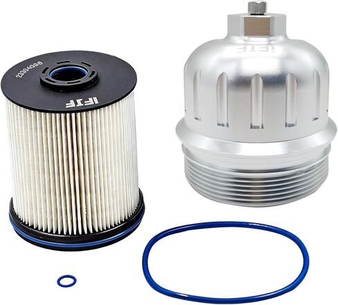iFJF TP1015 Fuel Filter and 134001 Housing Cap Replacement for Duramax 6.6L 2017-2024 Chevy Silverado/GMC Sierra 2500HD 3500HD L5P Diesel Engine(Silver Cap) in Saudi Arabia