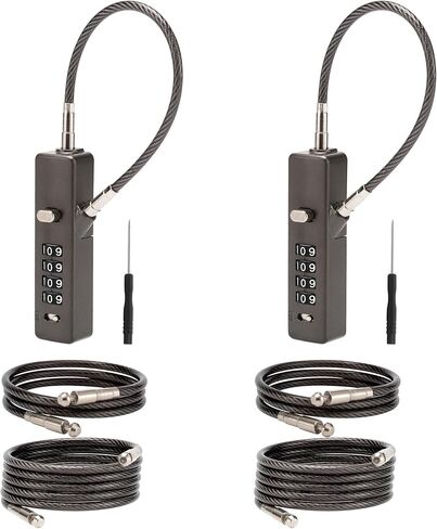 4-Digit Combination Cable Lock, Gate Lock - 3 Replaceable Steel Ropes (11.8", 23.6", 47.2") for Bike, Ski, Fence, Cabinet & Door - Durable & Adjustable - Gun Gray (1 Pack) in Kuwait