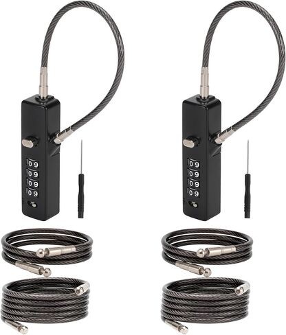 4-Digit Combination Cable Lock, Gate Lock - 3 Replaceable Steel Ropes (11.8", 23.6", 47.2") for Bike, Ski, Fence, Cabinet & Door - Durable & Adjustable - Gun Gray (1 Pack) in Kuwait