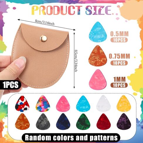 Guitar Picks with Leather, 30 PCS Electric Guitar Picks for Acoustic Guitars with Leather Storage Bag Case Triangle Pick Combo for Electric Guitars Acoustic Bass Ukulele in Saudi Arabia