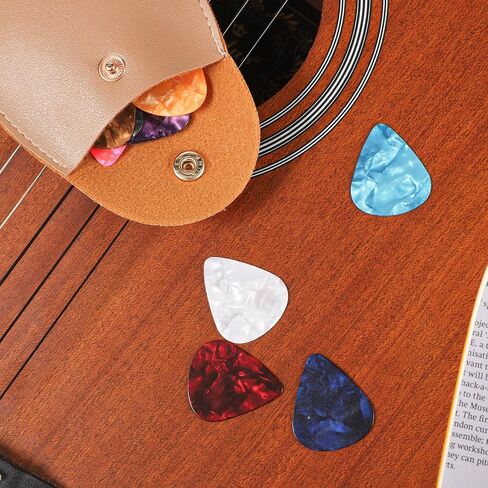 Guitar Picks with Leather, 30 PCS Electric Guitar Picks for Acoustic Guitars with Leather Storage Bag Case Triangle Pick Combo for Electric Guitars Acoustic Bass Ukulele in Saudi Arabia