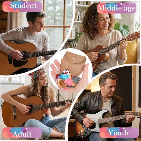 Guitar Picks with Leather, 30 PCS Electric Guitar Picks for Acoustic Guitars with Leather Storage Bag Case Triangle Pick Combo for Electric Guitars Acoustic Bass Ukulele in Saudi Arabia