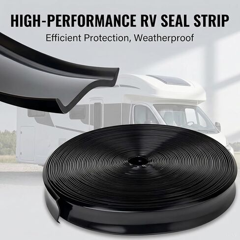 1" RV Trim Molding Insert, 100 FT RV Weather Stripping Exterior, Heavy Duty RV Weather Stripping Exterior Replacement, Rubber Vinyl RVs Trim, Roof Trim(Black) in Saudi Arabia