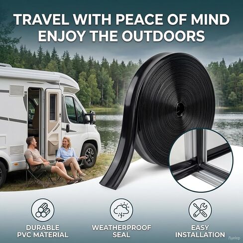 1" RV Trim Molding Insert, 100 FT RV Weather Stripping Exterior, Heavy Duty RV Weather Stripping Exterior Replacement, Rubber Vinyl RVs Trim, Roof Trim(Black) in Saudi Arabia