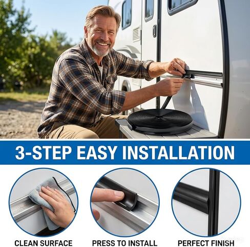 1" RV Trim Molding Insert, 100 FT RV Weather Stripping Exterior, Heavy Duty RV Weather Stripping Exterior Replacement, Rubber Vinyl RVs Trim, Roof Trim(Black) in Saudi Arabia