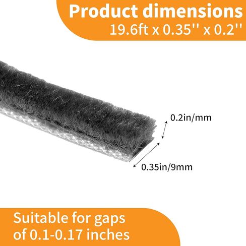مانع تسرب الباب من الطقس - مانع مسودة ذاتي اللصق، شريط عازل للصوت لإطار نافذة الباب - 0.2 بوصة × 0.35 بوصة × 19.6 قدم للشتاء، فجوة الباب المنزلق الأمامي in Kuwait