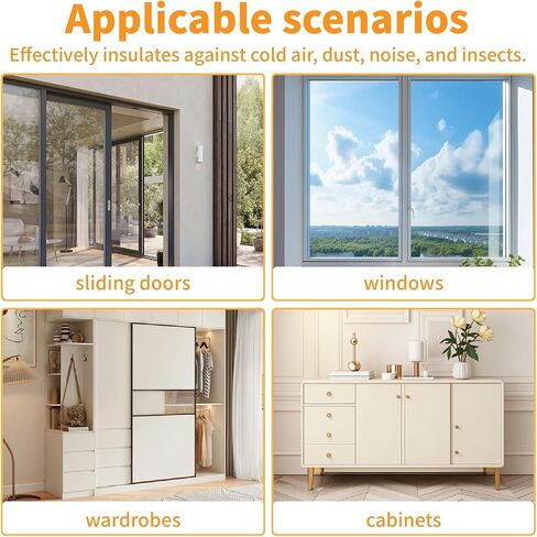 مانع تسرب الباب من الطقس - مانع مسودة ذاتي اللصق، شريط عازل للصوت لإطار نافذة الباب - 0.2 بوصة × 0.35 بوصة × 19.6 قدم للشتاء، فجوة الباب المنزلق الأمامي in Kuwait