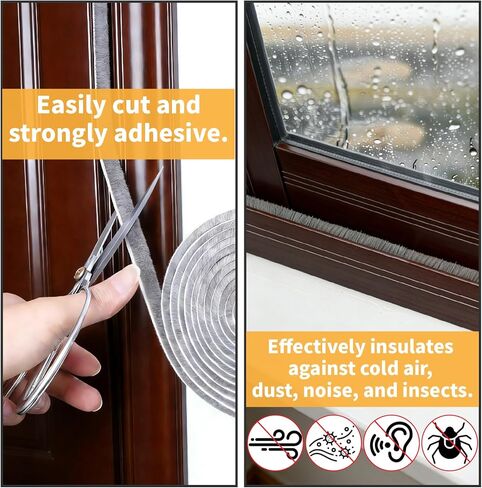 مانع تسرب الباب من الطقس - مانع مسودة ذاتي اللصق، شريط عازل للصوت لإطار نافذة الباب - 0.2 بوصة × 0.35 بوصة × 19.6 قدم للشتاء، فجوة الباب المنزلق الأمامي in Kuwait