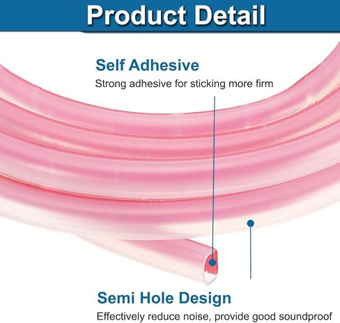 PATIKIL Silicone Weather Stripping Door Seal, 9.8 ft D Shape Weather Stripping Self Adhesive Door Seal Strip for Door Frame, Window Sealing, Large Gap, 15/32" Wx5/128 Tx15/64 H, Clear/Red in Saudi Arabia