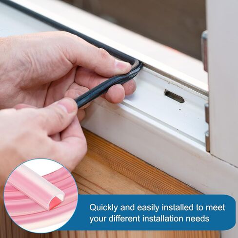 PATIKIL Silicone Weather Stripping Door Seal, 9.8 ft D Shape Weather Stripping Self Adhesive Door Seal Strip for Door Frame, Window Sealing, Large Gap, 15/32" Wx5/128 Tx15/64 H, Clear/Red in Saudi Arabia