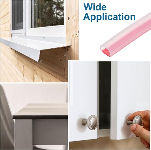 PATIKIL Silicone Weather Stripping Door Seal, 9.8 ft D Shape Weather Stripping Self Adhesive Door Seal Strip for Door Frame, Window Sealing, Large Gap, 15/32" Wx5/128 Tx15/64 H, Clear/Red in Saudi Arabia