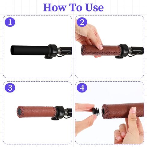 مقابض مقود الدراجة الجلدية، مقبض مريح مريح للدراجات الجبلية MTB MBX سكوتر كهربائي، يناسب معظم مقود الدراجة مقاس 22.2 مم (7/8 بوصة) in Kuwait