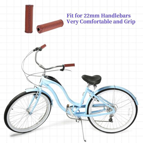 مقابض مقود الدراجة الجلدية، مقبض مريح مريح للدراجات الجبلية MTB MBX سكوتر كهربائي، يناسب معظم مقود الدراجة مقاس 22.2 مم (7/8 بوصة) in Kuwait