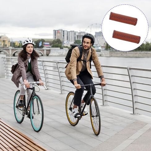 مقابض مقود الدراجة الجلدية، مقبض مريح مريح للدراجات الجبلية MTB MBX سكوتر كهربائي، يناسب معظم مقود الدراجة مقاس 22.2 مم (7/8 بوصة) in Kuwait