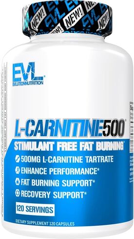 EVL L-Carnitine Supplement for Weight Loss Support - L Carnitine Tartrate for Cellular Energy Focus Endurance and Fat Burning Support - Stimulant Free Amino Acid for Fat Metabolism (120 Servings) in Saudi Arabia