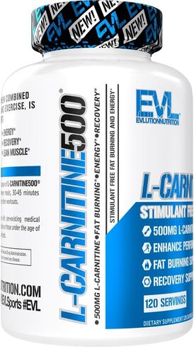EVL L-Carnitine Supplement for Weight Loss Support - L Carnitine Tartrate for Cellular Energy Focus Endurance and Fat Burning Support - Stimulant Free Amino Acid for Fat Metabolism (120 Servings) in Saudi Arabia