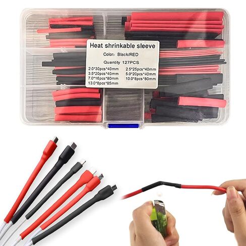 127pcs Heat Shrink Tubing kit,Complete Heating Pipe Electrical Connection Tube,Charging Cable Data Cable Wire Repair Best Cable Sleeve Tube Assortment(Mix) in Saudi Arabia