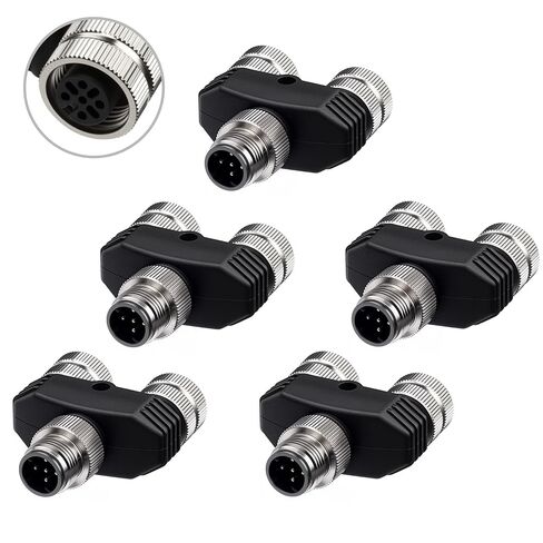 Eonvic Industrial M12 5 Pin Male A Code Aviation Circular Connector to Female Y Connector 12mm Sensor Power Supply Outdoor Waterproof IP67 1PC in Saudi Arabia