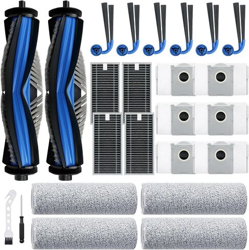 X9 Pro Omni Replacement Parts for Ecovacs Deebot X9 Pro Omni X9 Pro Robotic Vacuum Cleaner Parts with 2 Roller Brush,4 Mop,4 HEAP,6 Dust Bags,6 Side Brushes,1 Screwdrivers,1 Clean Brush in Saudi Arabia