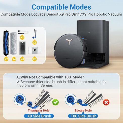 X9 Pro Omni Replacement Parts for Ecovacs Deebot X9 Pro Omni X9 Pro Robotic Vacuum Cleaner Parts with 2 Roller Brush,4 Mop,4 HEAP,6 Dust Bags,6 Side Brushes,1 Screwdrivers,1 Clean Brush in Saudi Arabia